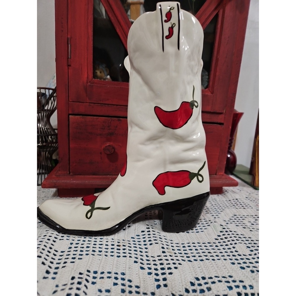 Storyteller Arts Hand‎ Painted Chilly Pepper  Cowboy Southwest Vase  Collectible